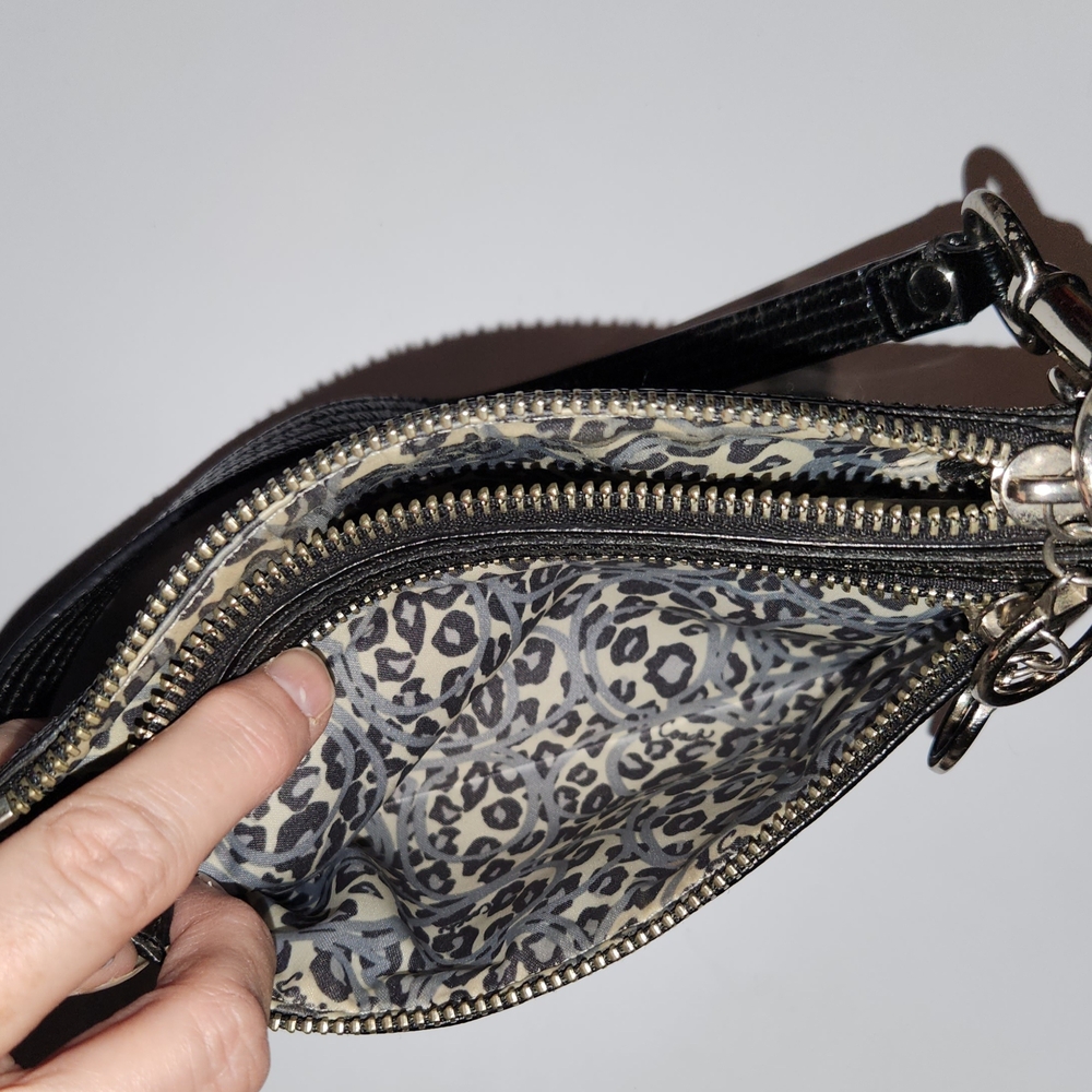 Coach Poppy Black Leather Mini Bag/Wristlet with Silver Accents - Picture 5 of 5